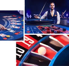 Caribbean Stud Poker dealer and player cards layout at join888 live table
